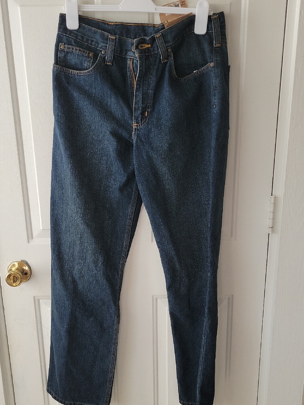 Carhartt Indigo Denim Jeans with Gold Stitching